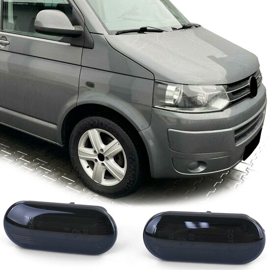 Clignotants lat&eacute;raux LED fum&eacute;s adaptables sur VW Transporter T5