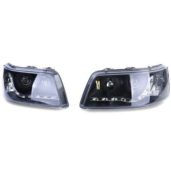 Headlights with LED daytime running lights suitable for VW Transporter T5 model 2003 - 2009