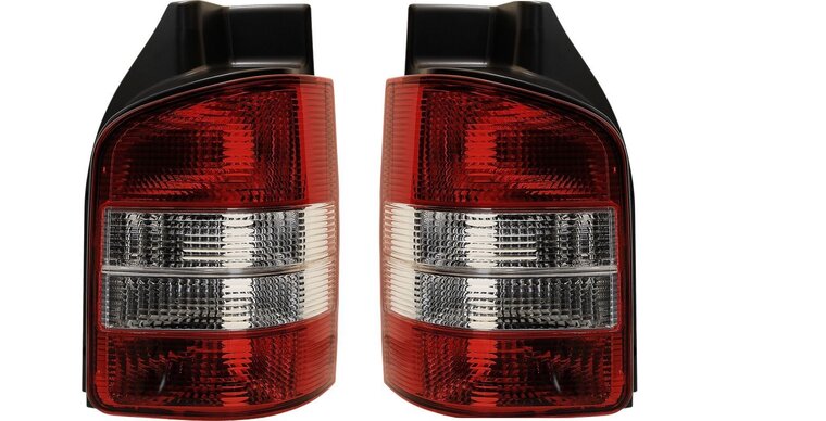 Achterlichten passend voor Volkswagen Transporter T5 2003-2015 - Rood/Wit (voor modellen met achterdeuren)