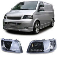 Headlights with LED daytime running lights suitable for VW Transporter T5 model 2003 - 2009